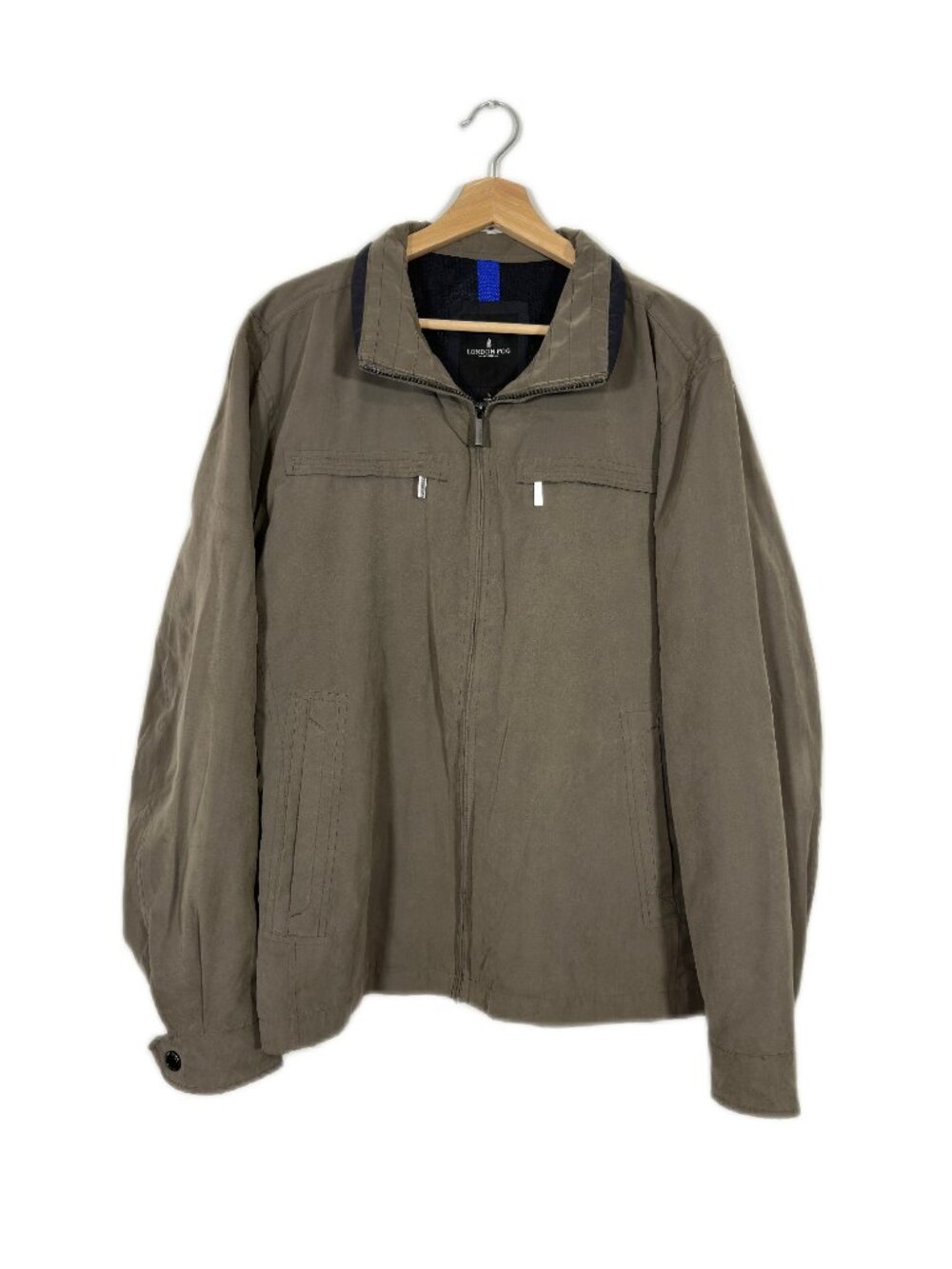 London Fog Men's Windbreaker Jacket Size L Taupe Casual Hipster Golf Sporty Warm
